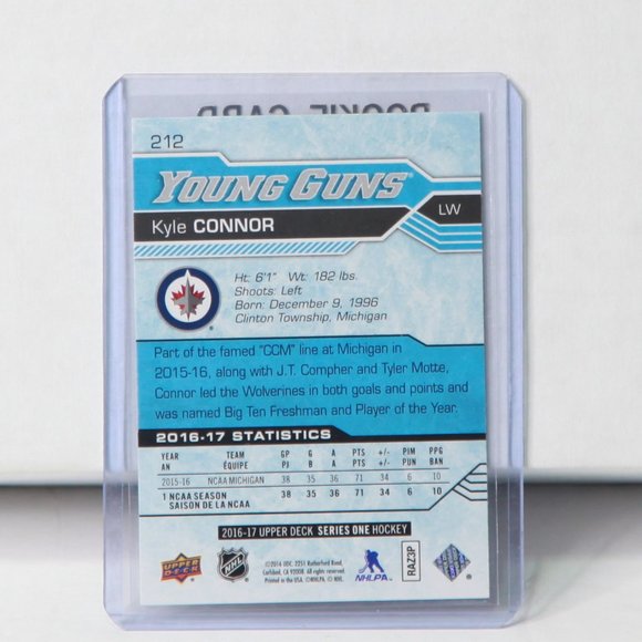 Kyle Connor Young Guns Upper Deck Rookie Card 2016/17 #212 Winnipeg Jets - Picture 2 of 4
